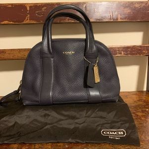 Coach Bleecker Mini Preston Satchel Purse Blue Pebble Leather